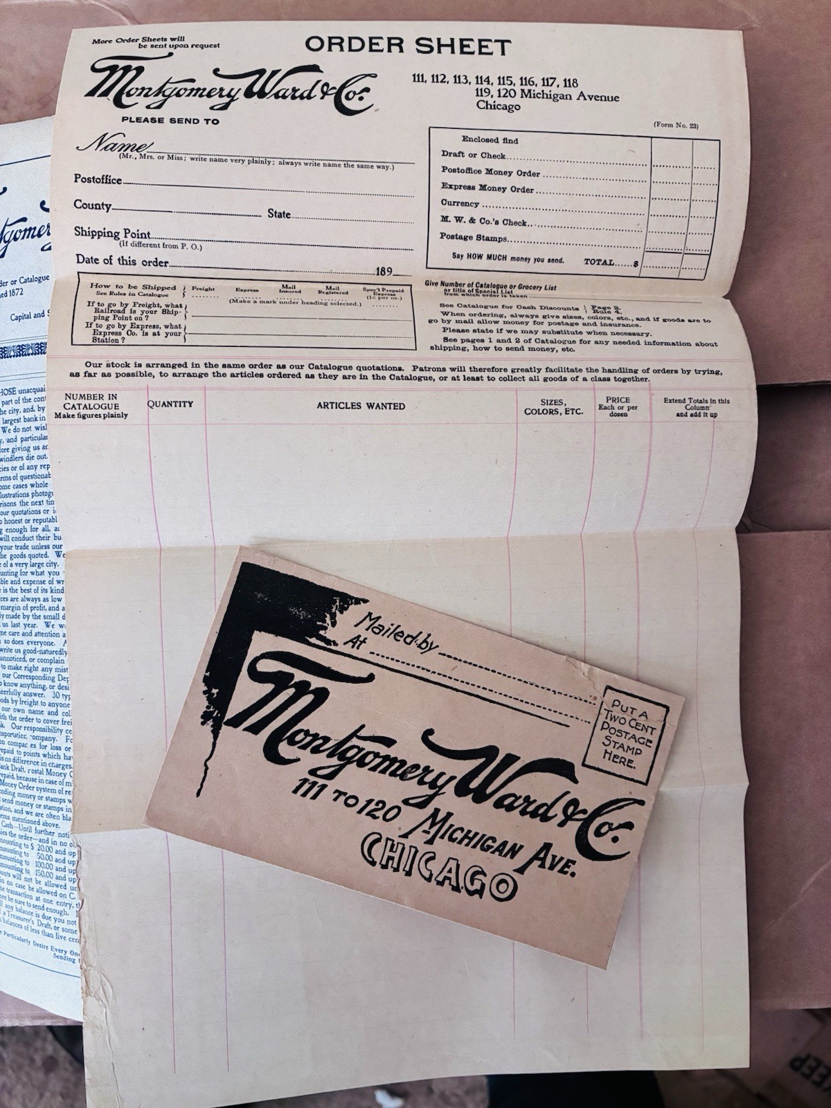 ORIGINAL 1897 Montgomery Ward Catalog B Agricultural Implements Farm Order Form
