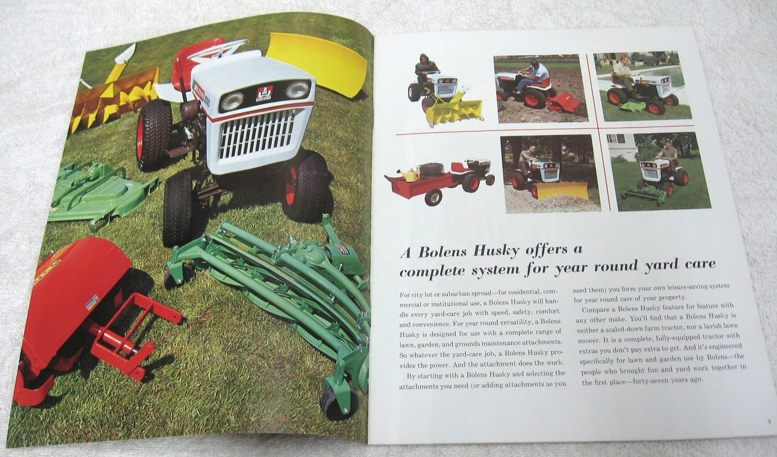 VINTAGE BOLENS HUSKY LAWN TRACTOR MOWER 1050 850 650 AND ATTACHMENTS BROCHURE