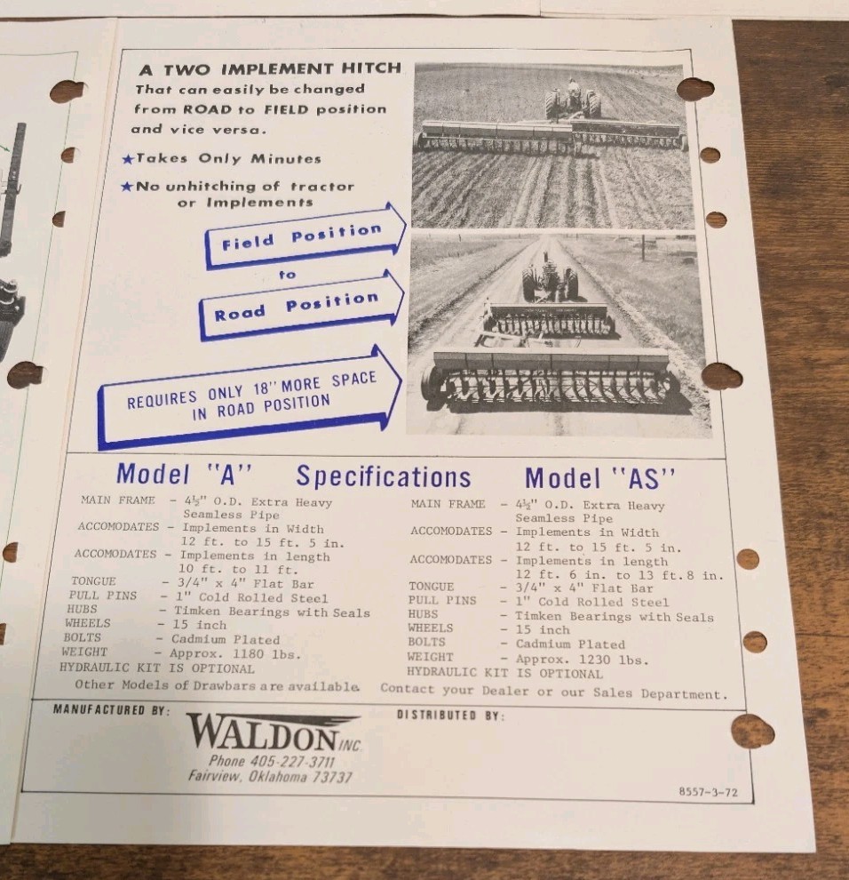 5 Waldon Agriculture Implement Advertising Brochures Dozer Blades And Hitches