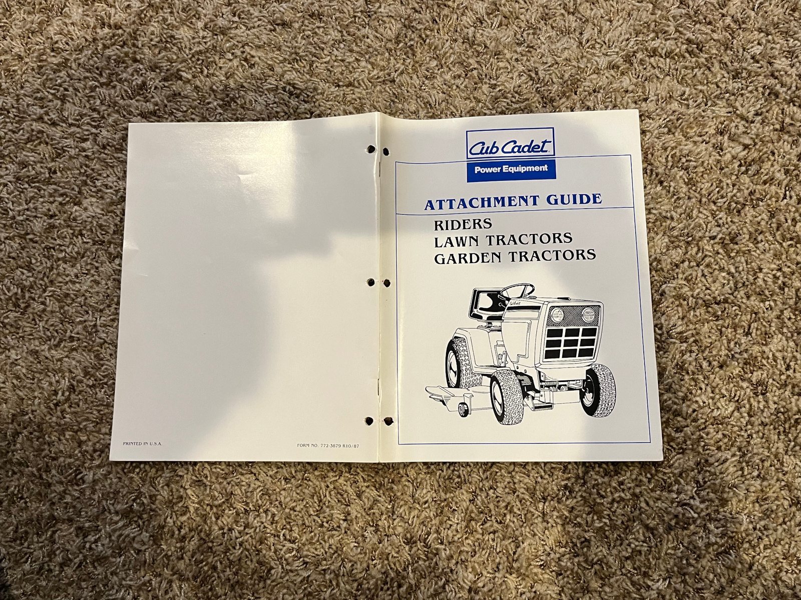 1987 CUB CADET ATTACHMENT GUIDE RIDERS, LAWN TRACTORS & GARDEN TRACTORS