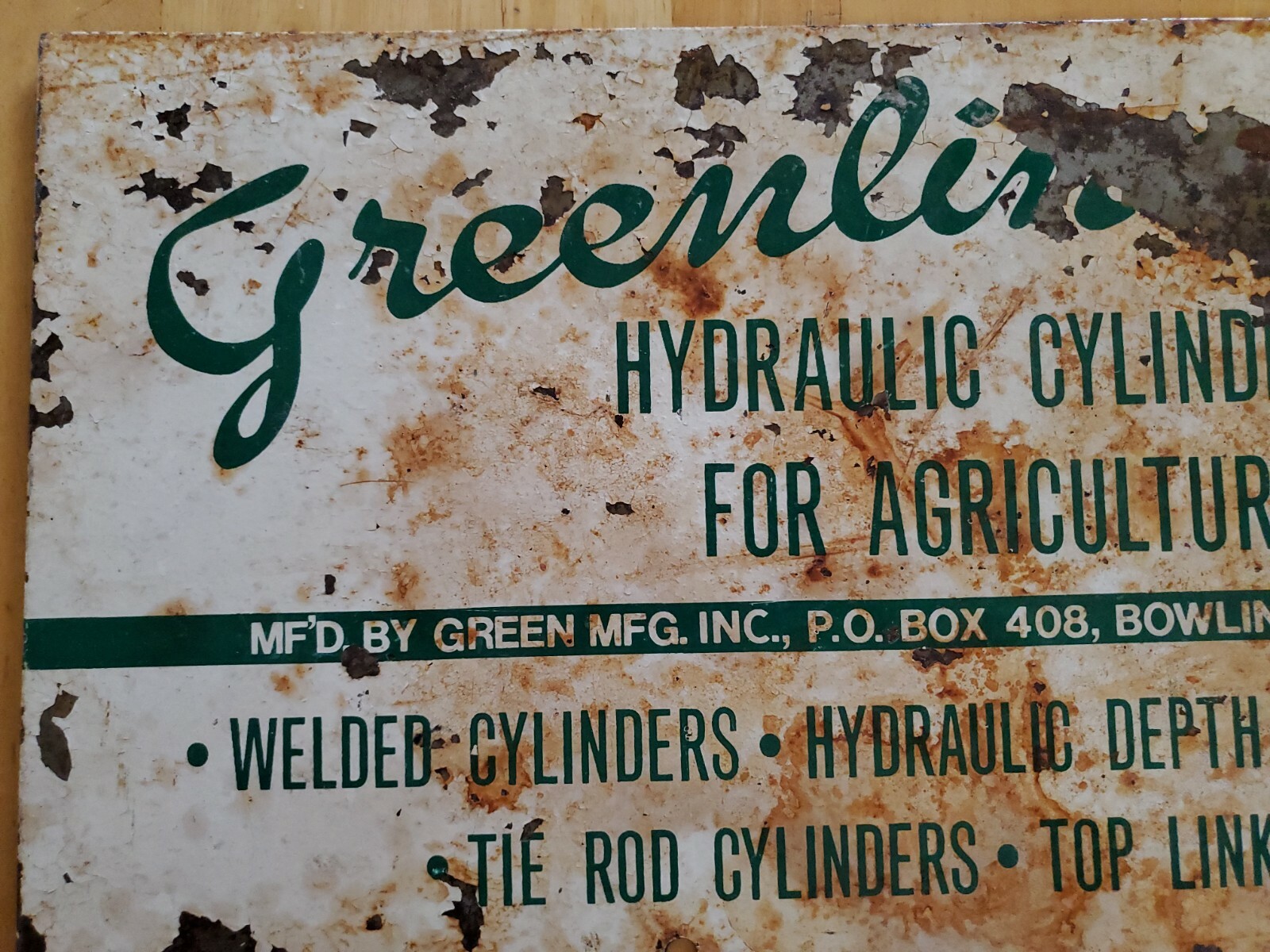 Greenline Hydraulic Cylinders for Agriculture Sign GREEN MANUFACTURING INC OHIO