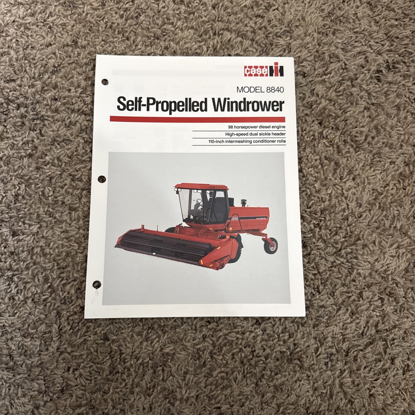 1990s 8840 Lot of 2 Self Propelled Windrower Spec Sheet Case IH