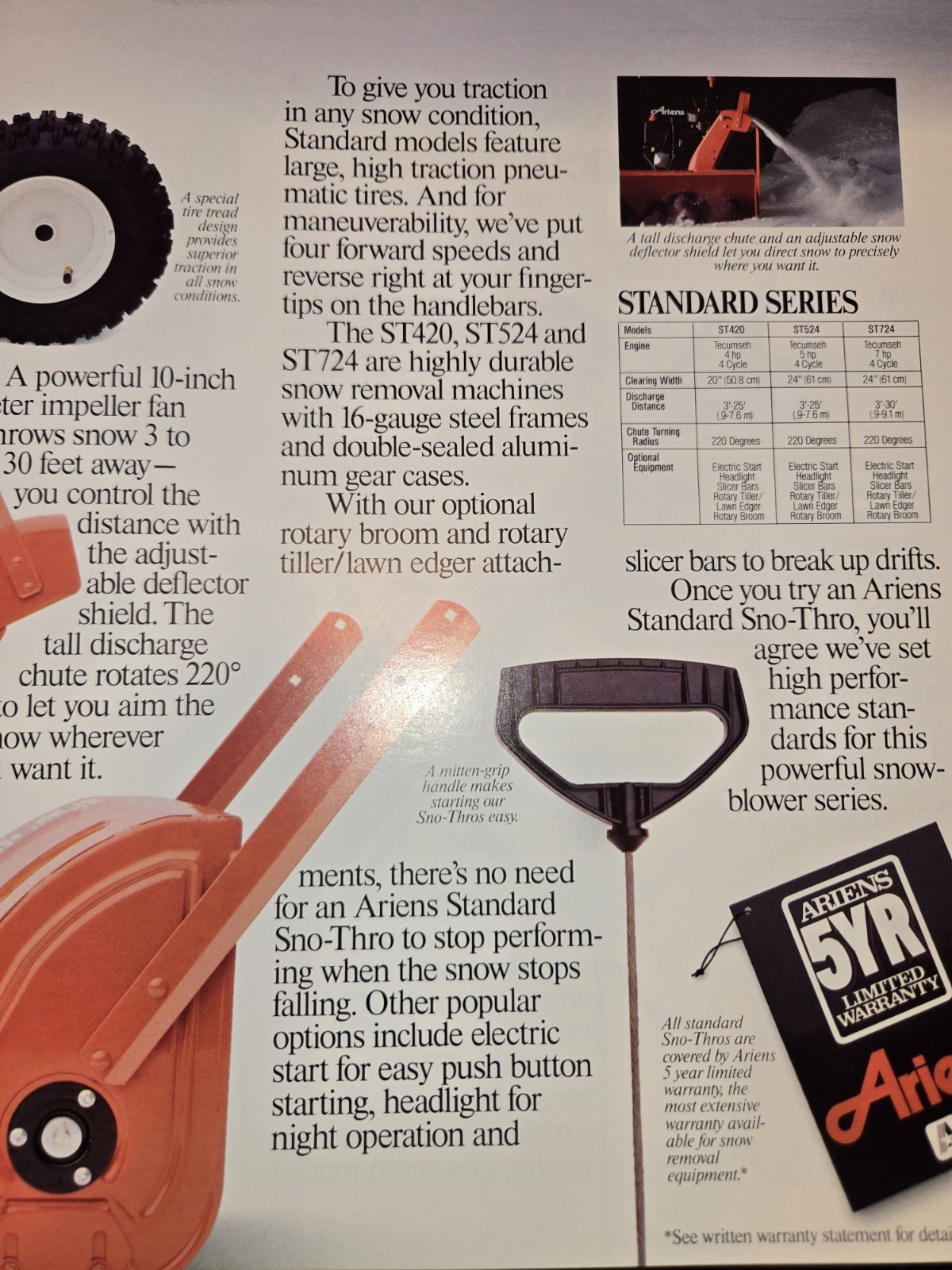 1987 1988 ARIENS DEALERSHIP ADVERTISING BROCHURES SNO-THROS