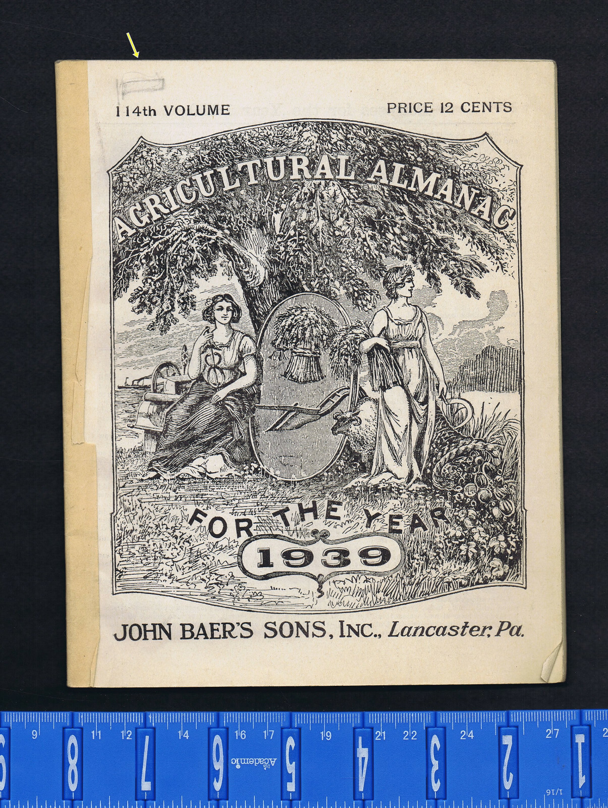 1939 John Baer’s Sons Agricultural Almanac Lancaster, PA – Vol 114