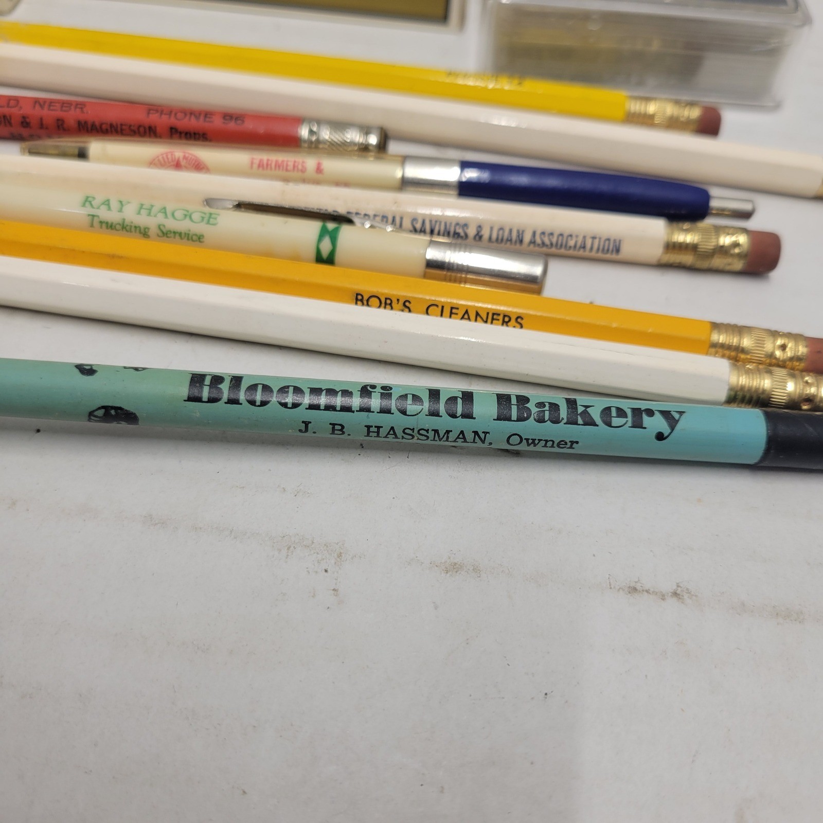 Vintage Bloomfield Nebraska Advertising Lot Farmers Co-op Playing Cards Pencils