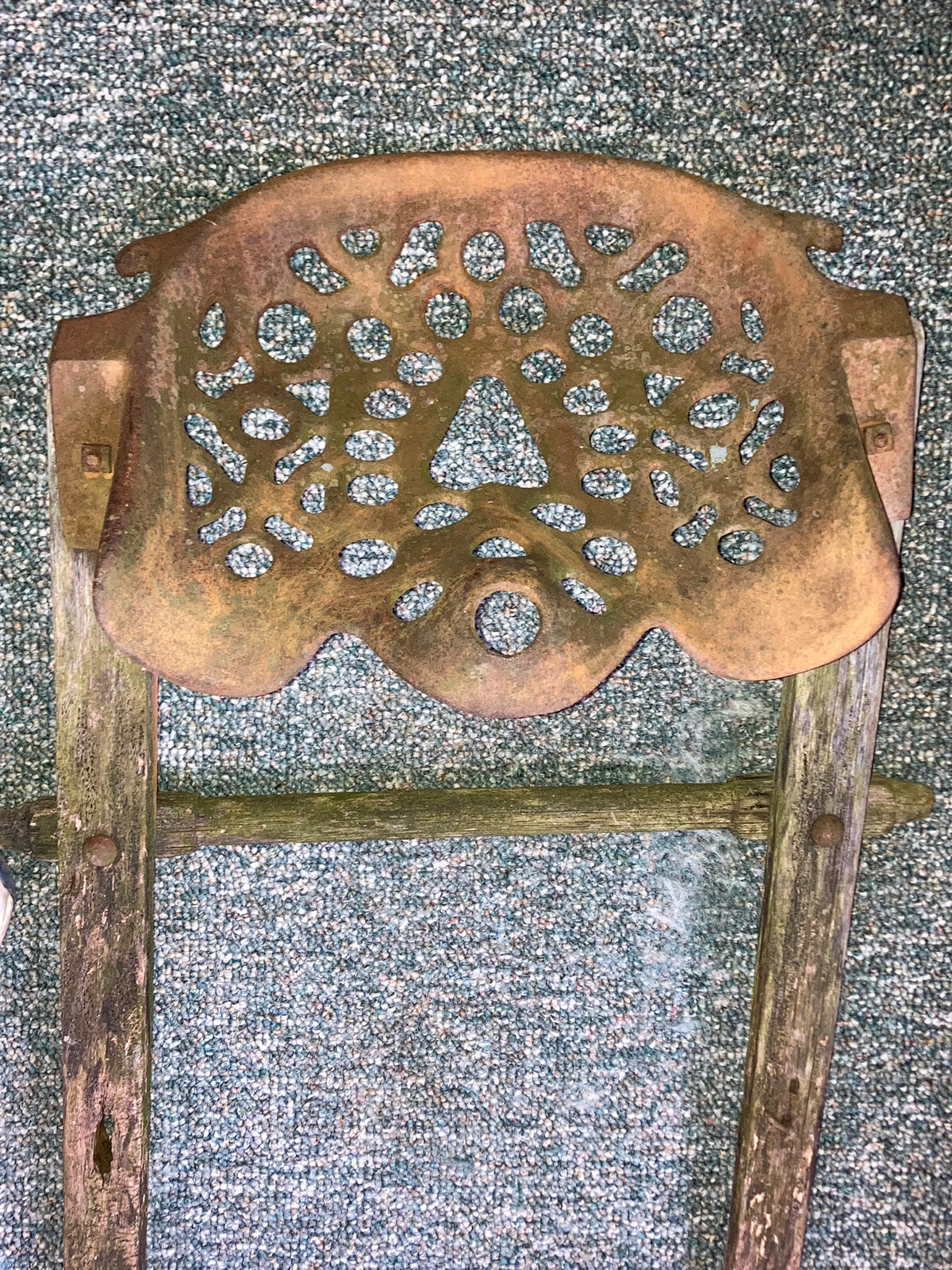 Antique Rare Cast Iron Seat – Unusual Mounting
