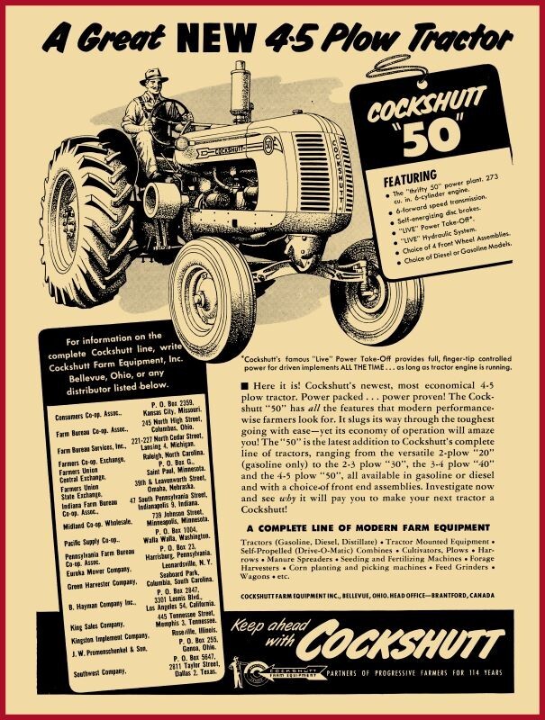 1953 Style Cockshutt Model 50 Tractor NEW Sign 24×30&Prime; USA STEEL XL Size 7 lbs