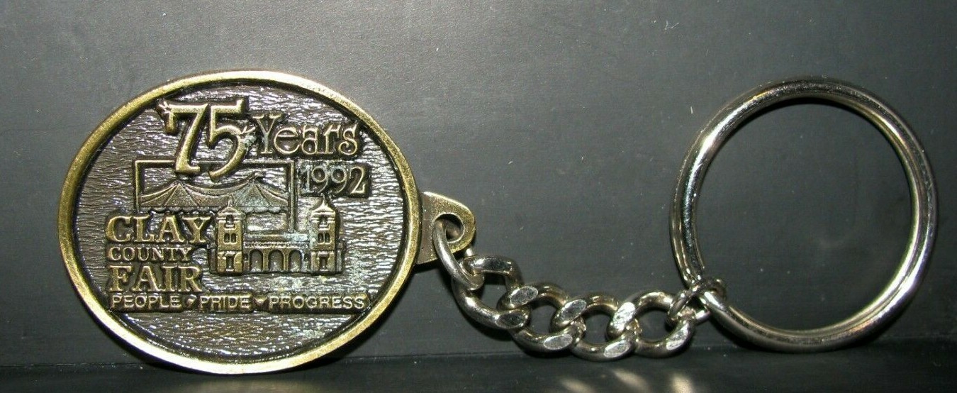 1992 Clay County Fair Spencer Iowa 75th Anniversary Key Chain Serial #36 of 75