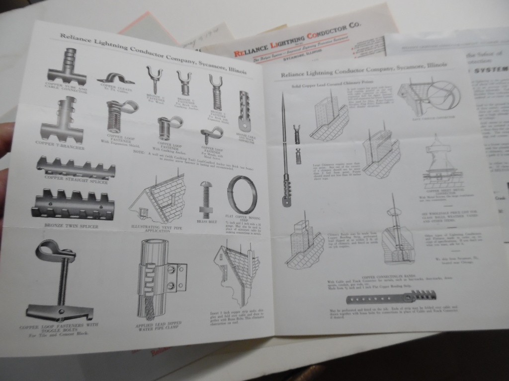 c.1938-40 Reliance Lightning Rod Conductor Co. Relyco Brochure Paper Lot Vintage
