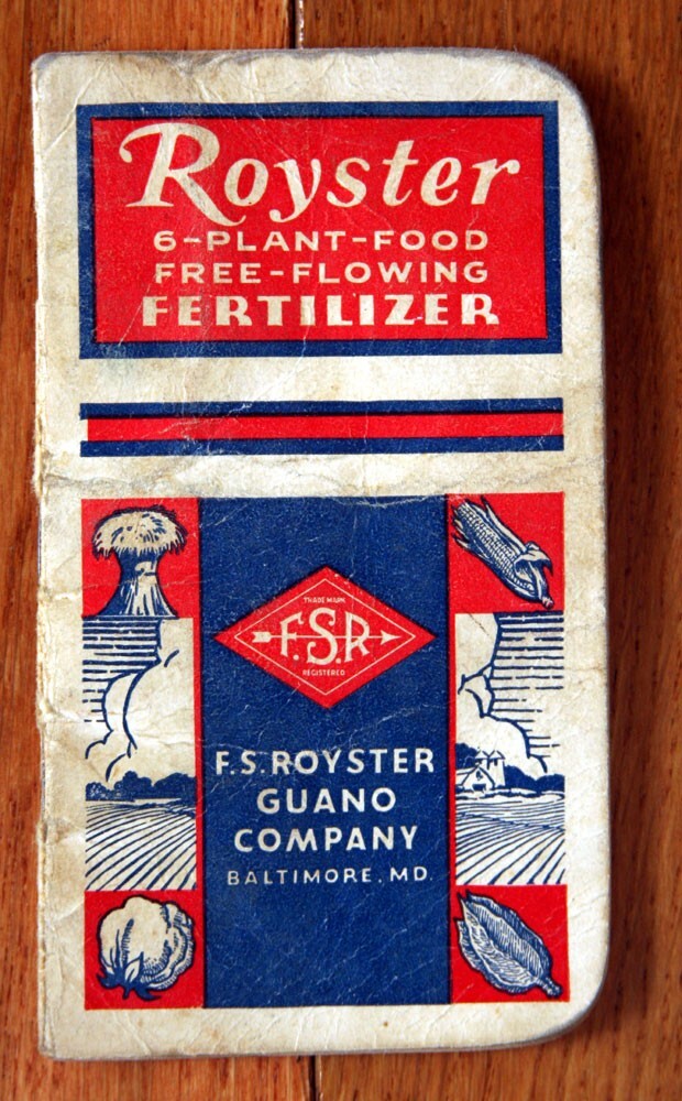 1954 1955 F.S. Royster Fertilizer Advertising Calendar Notepad Book Baltimore MD