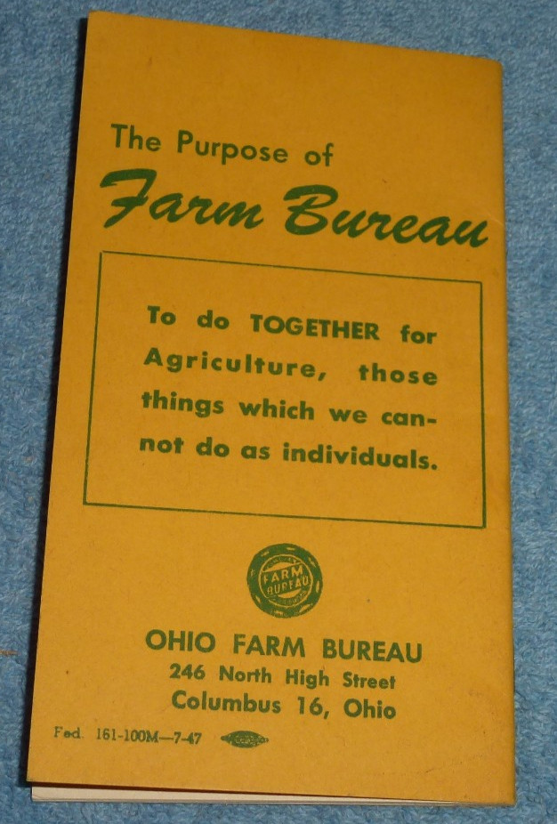 Vtg 1940s Ohio Farm Bureau Agricultural Advertising Pocket Notepad Book Unused
