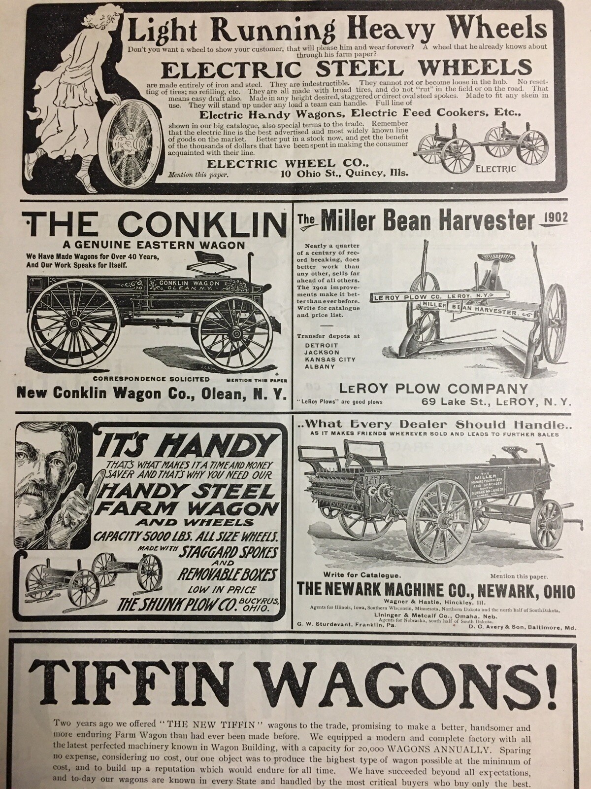 Detailed 1902 Farm Advertising Steel Wheels Wagons Wine Press Machinery Farming