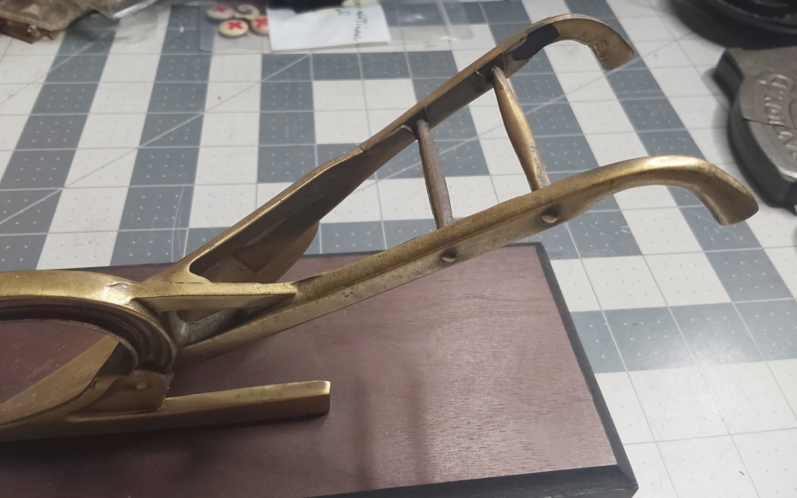 A.C.R. Limited Craftsman Brass Plow On Wooden Stand 10 Inches