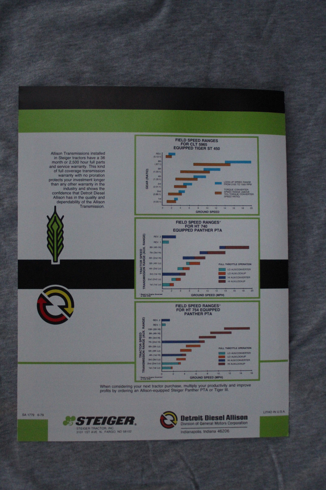 Steiger-Allison Series III Panther and Tiger 4WD tractors original sales brochur