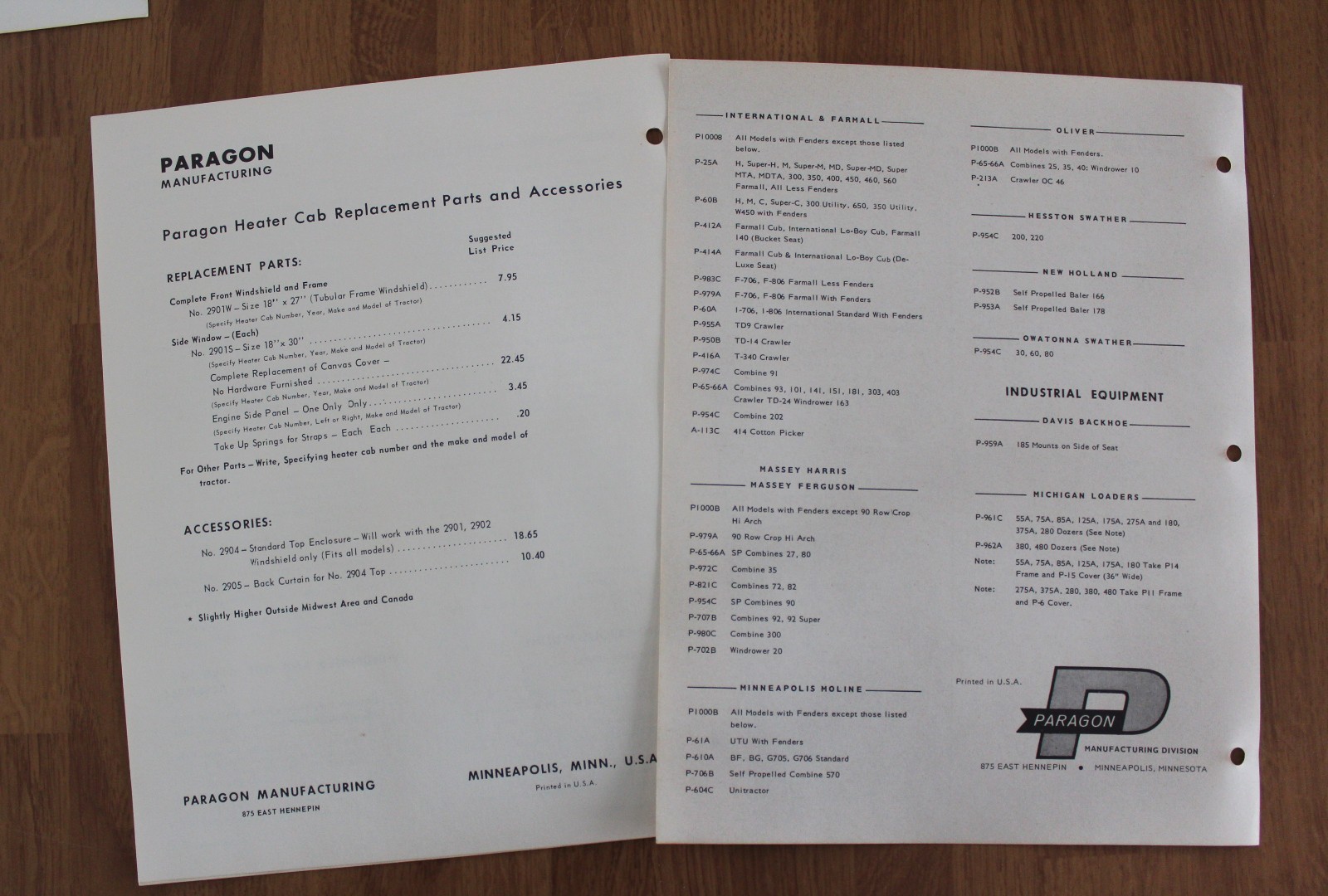 Vintage 1963 1964 Paragon Farm Tractor Heater Cab Top Brochure Garden Catalog