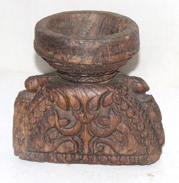 Antique Wooden Agricultulal Seed Spreader Bijni Original Old Hand Carved