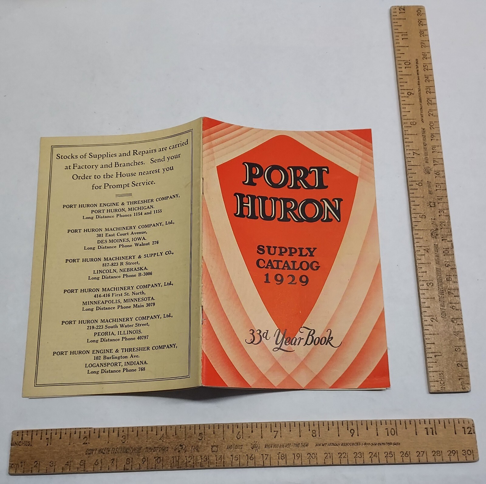 1929 – SUPPLY CATALOG – PORT HURON – 33d Year Book – listing #7379
