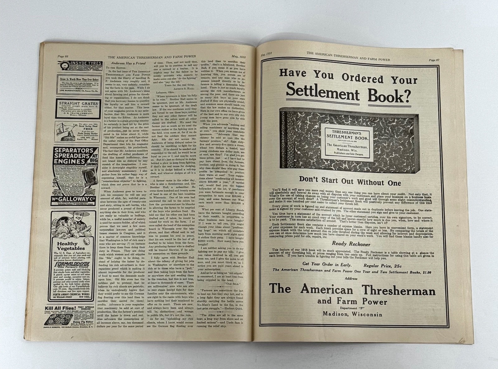 The American Thresherman & Farm Power MAGAZINE May 1918 MADISON, WIS.