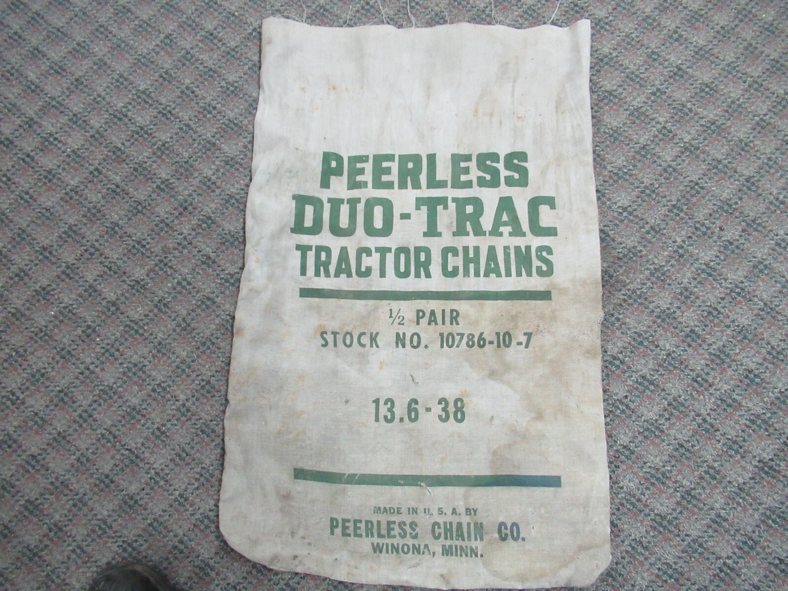 cloth bag peerless DUO TRAC tractor chains winona minnesota peerless chain co.