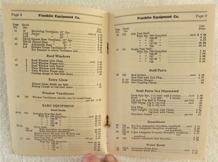1933 Franklin Equipment, Monticello, Iowa IA, Farm-Barn-Coal Price List Catalog