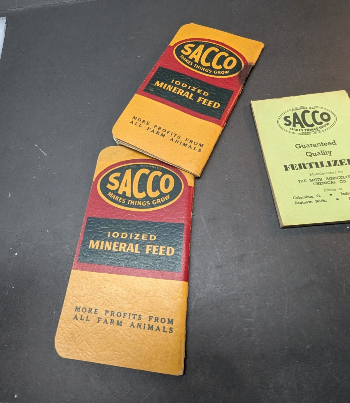 LOT OF 3 Sacco Fertilizers Pocket Memo Pad Book Columbus Indianapolis Saginaw