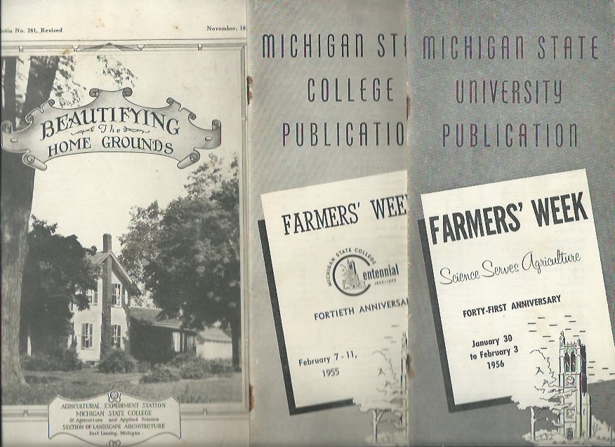 1933 book Michigan State College « Beautifying Home Grounds » + 2 MSU Farmers Week
