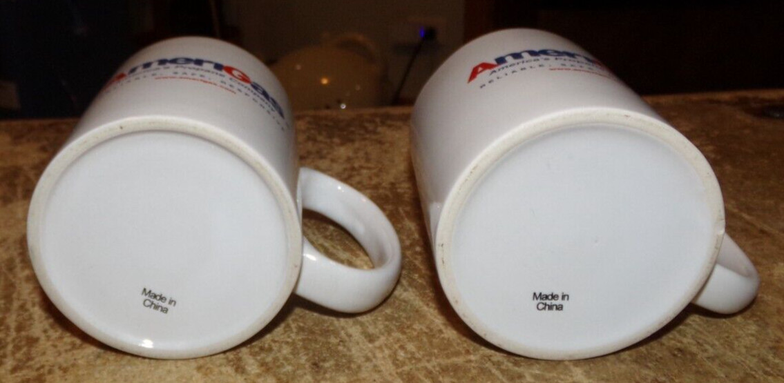 2-lot amerigas propane co. ceramic coffee mugs new