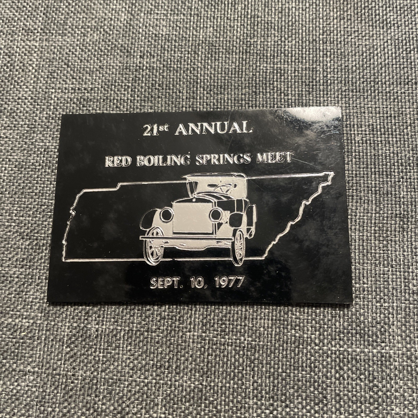 Vtg Metal Place cards For Antique Auto Tours 1973-77 Middle Tennessee Lot of 4