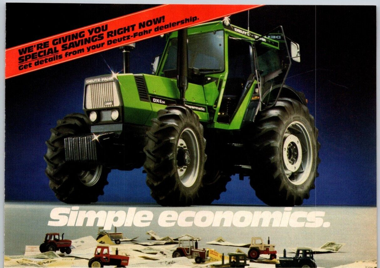 PRINT AD Deutz Fahr DX 6.50 Powermatic Tractor 1984 Simple Economics