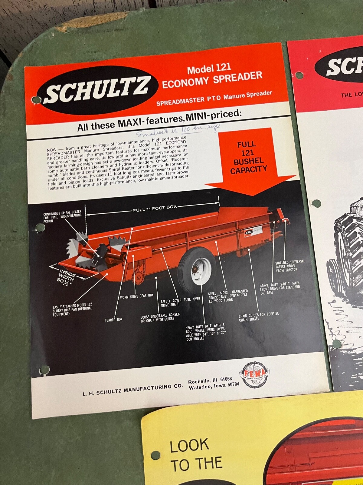 Collection of Schultz & Noble Agriculture Equipment Brochures/ Single Page Ads