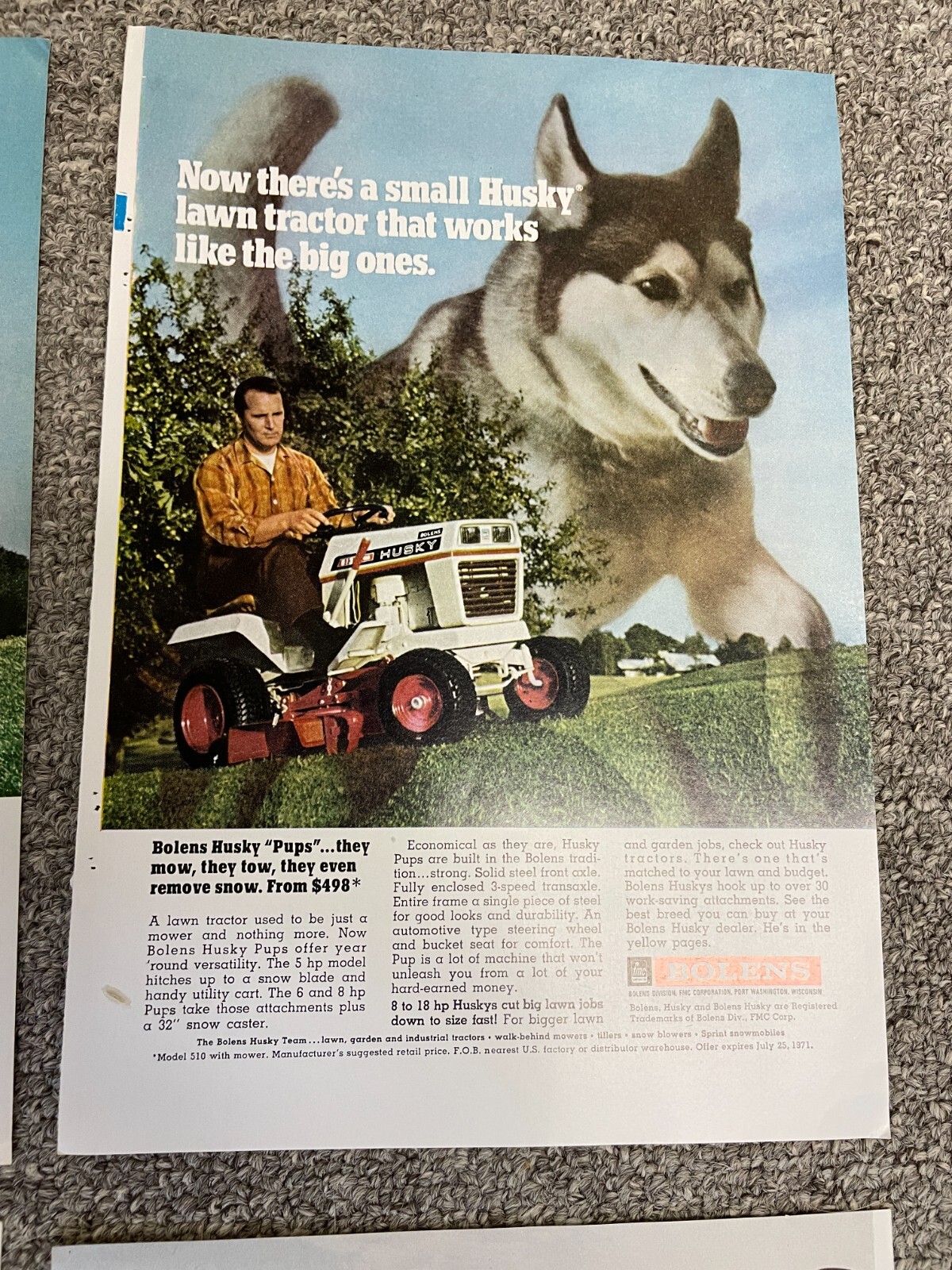 Bolens Print Ads Lot of 8 – 1960s 70s – 10 x 7 – Riding Lawn Mowers – Palmer
