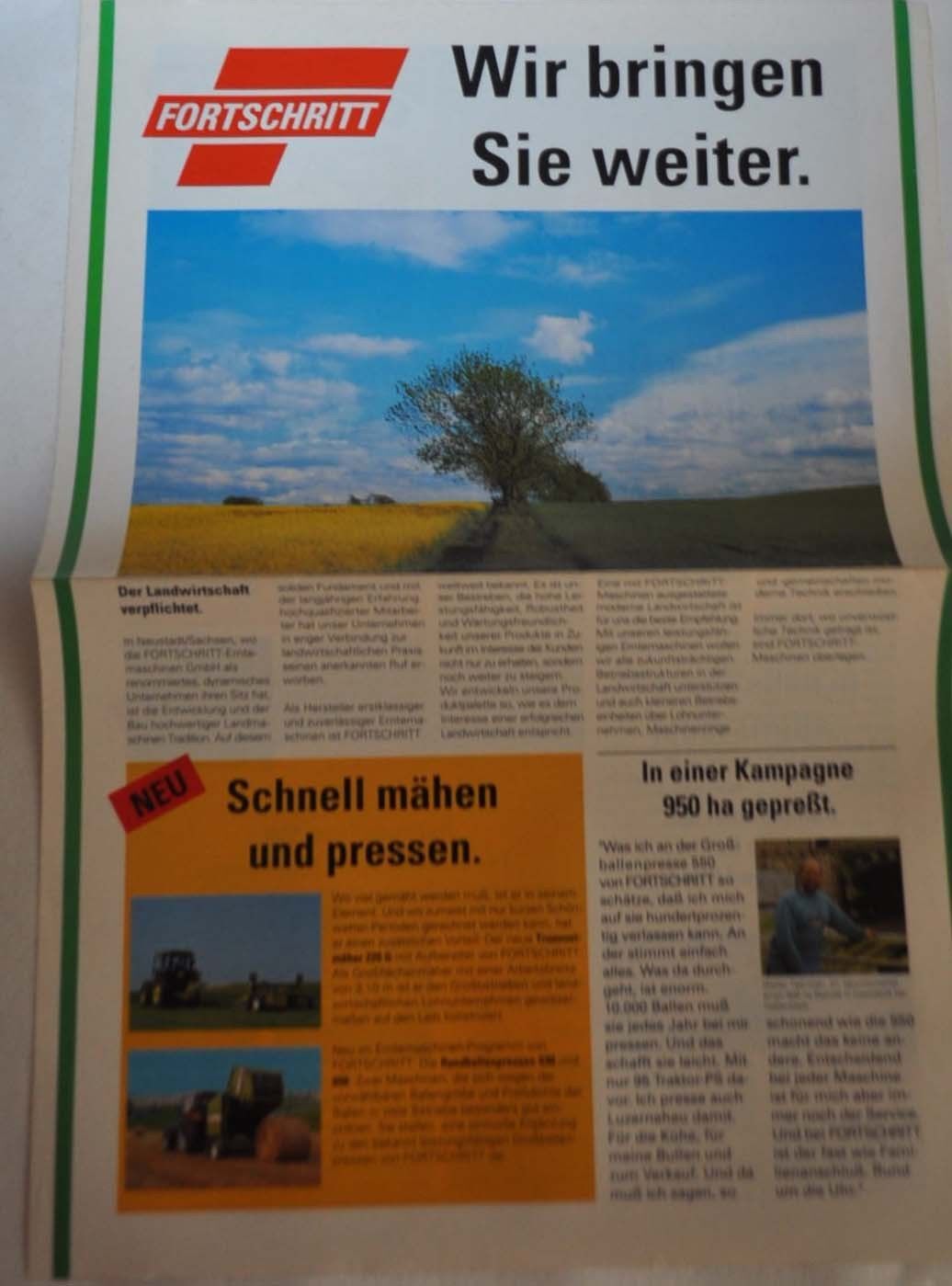 1992 Fortschritt News Traktor Tractor Brochure Prospekt
