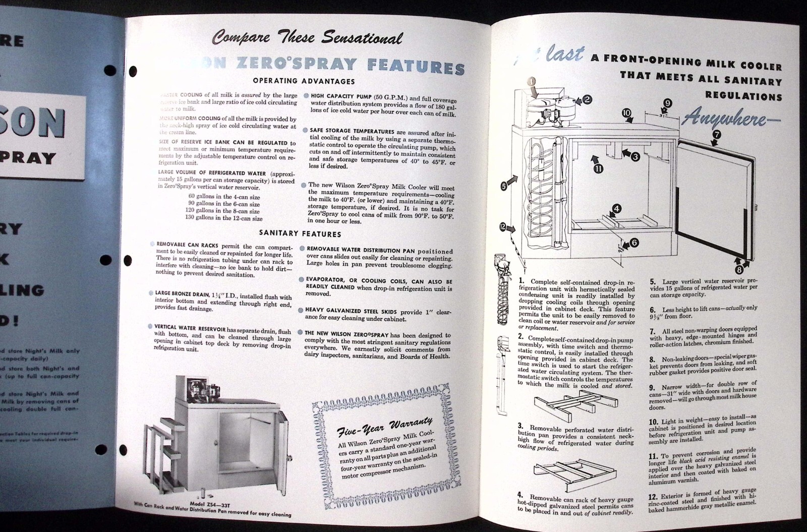 1950s Wilson Zero Spray Front Opening Milk Coolers Wilson Refrigeration Brochure