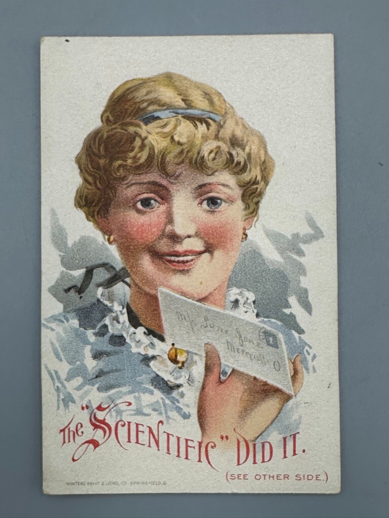 1880s SCIENTIFIC GRINDING MILL Farm Advertising Trade Card SPRINGFIELD OH Letter