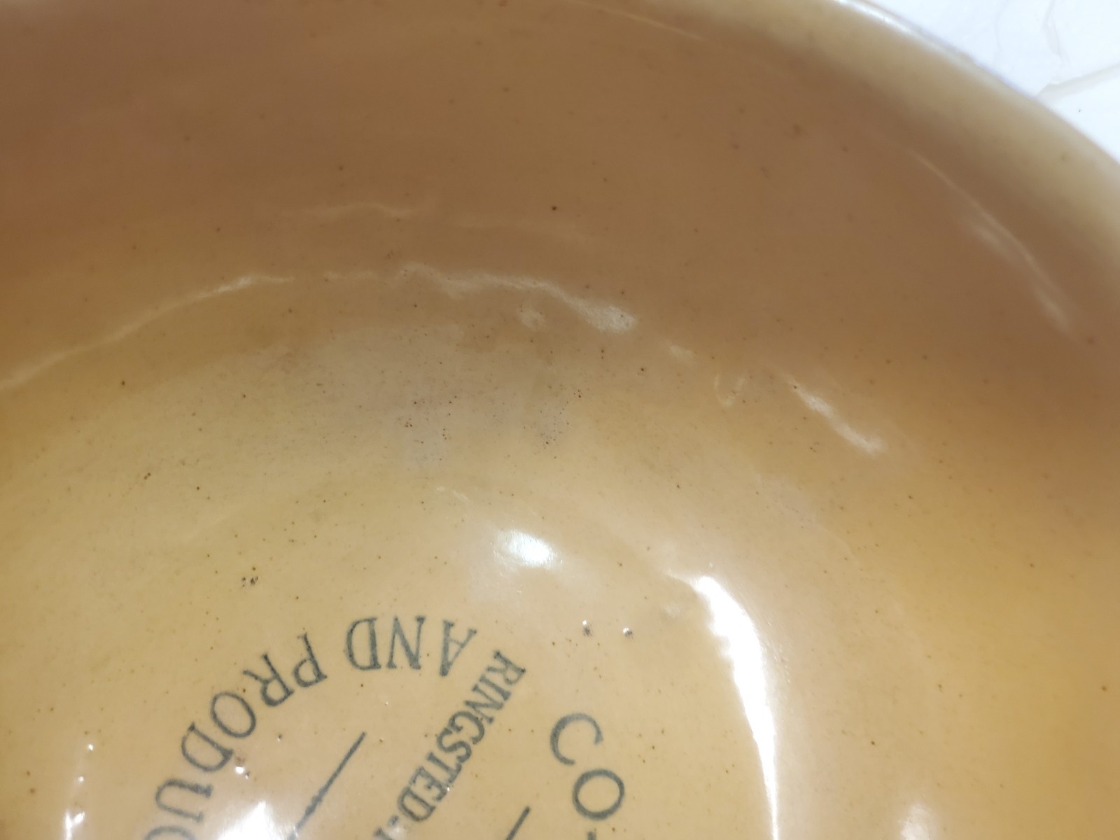 9&Prime; Stoneware Bowl Co-op Grain And Product Company Ringstead Halfa Iowa Cracked