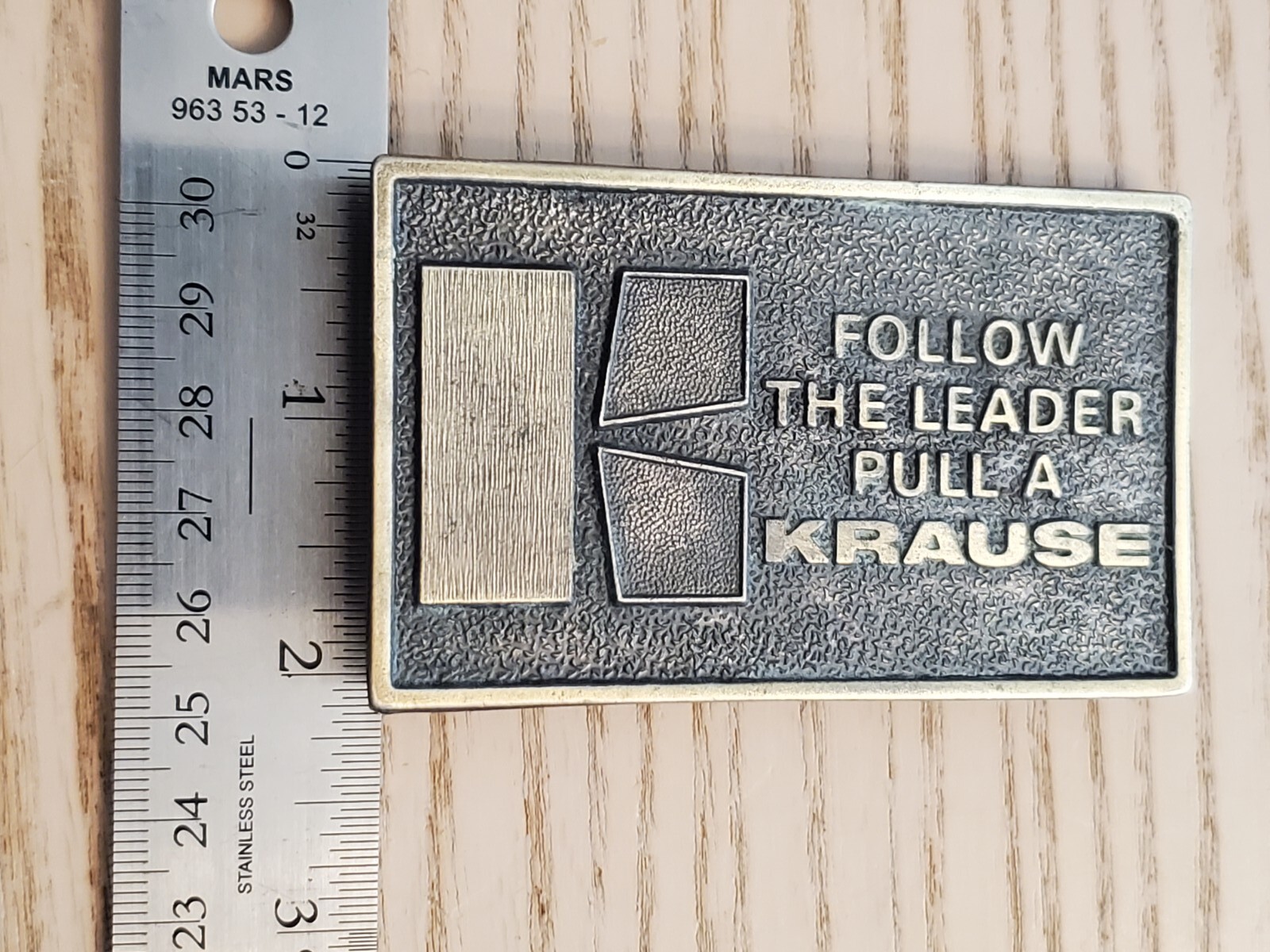 Krause Plow Corp Follow The Leader Pull A Krause Brass Belt Buckle Exclusive Edn