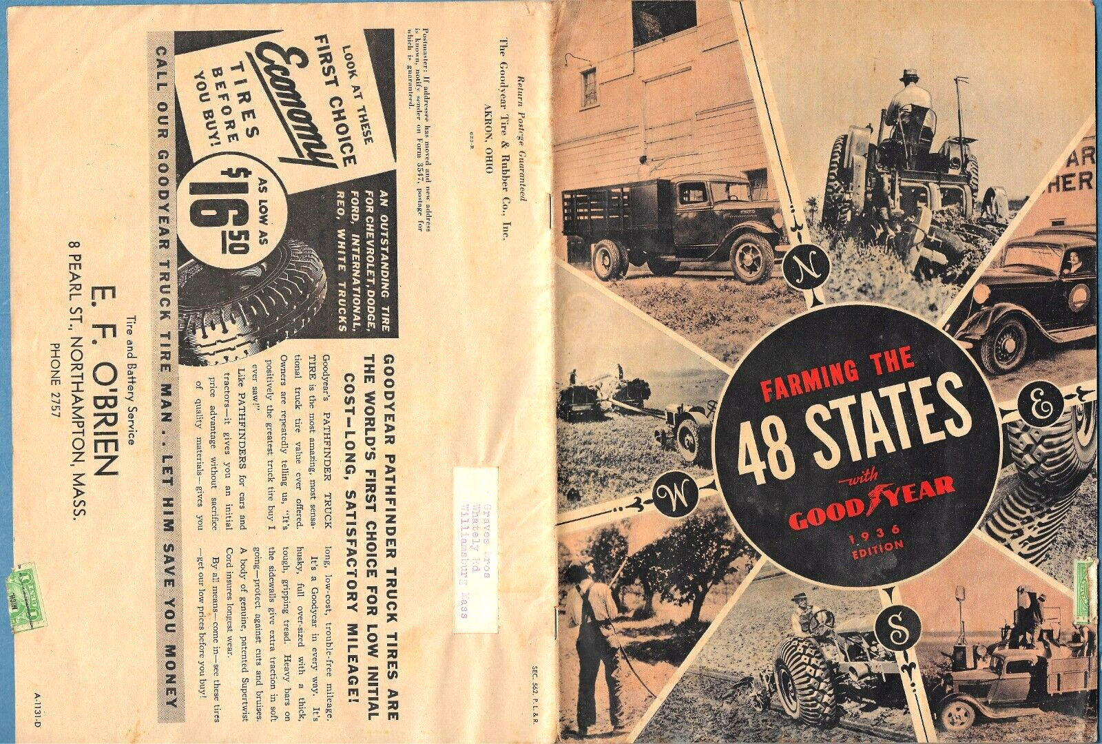 1936 GOODYEAR CATALOG ~ FARMING THE 48 STATES ~ PEARL ST., NORTHAMPTON, MA