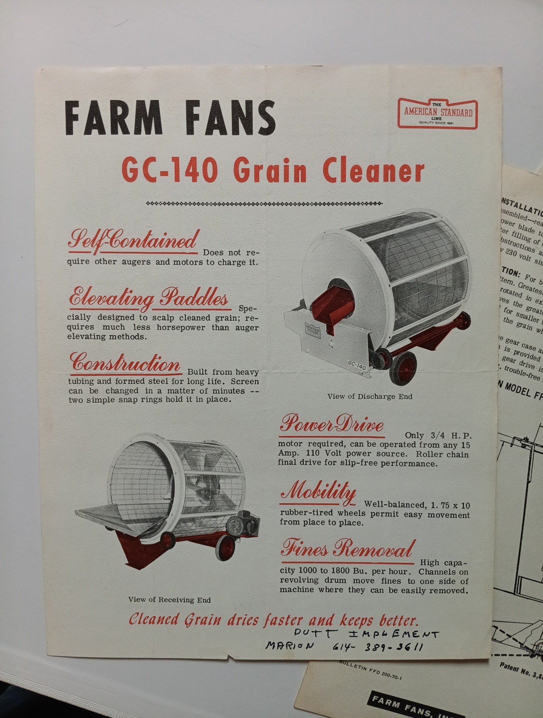 3 Vintage Farm Fans Advertising Flyer Lot Grain Cleaner Scatter Dry System