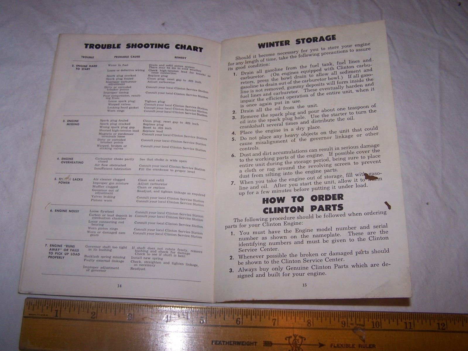 Vintage Operation & Maintenance Manual CLINTON Engines VS 100 A-2100 3100 AVS