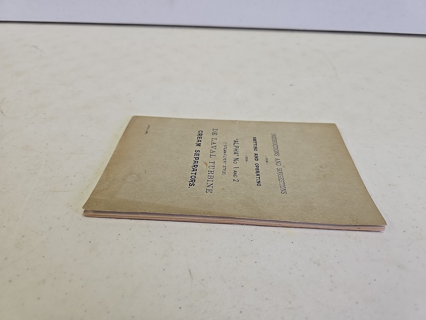 Antique 1896 Instructions For Alpha No. 1 & 2 De Laval Turbine Cream Seperators