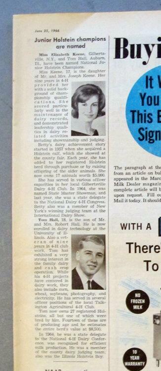 Original 1966 Farm Youth Article Features Miss Elizabeth Keene, Gilbertsville NY