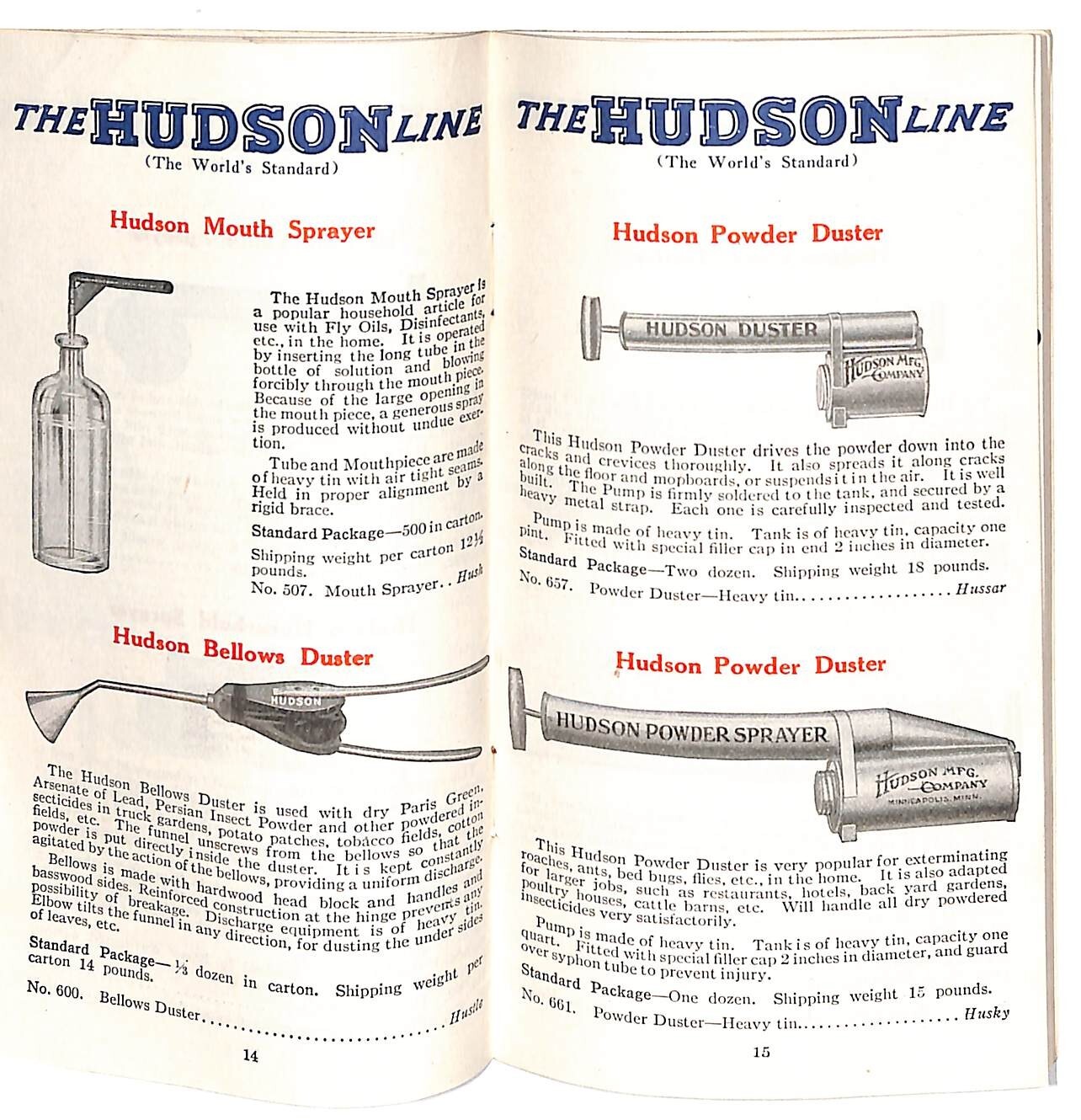 Hudson Sprayers Catalog Booklet 1926 44pp Illustrations Prices Part Nos. Scarce