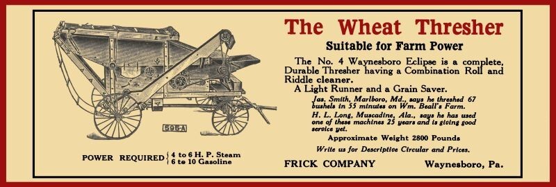 1916 Frick Wheat Thresher – Waynesboro, PA NEW Metal Sign 6&Prime;x18&Prime; Free Shipping