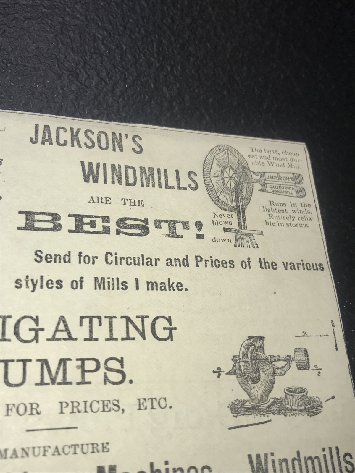 1886 Byron Jackson Farm Machinery Advertising – San Francisco – California
