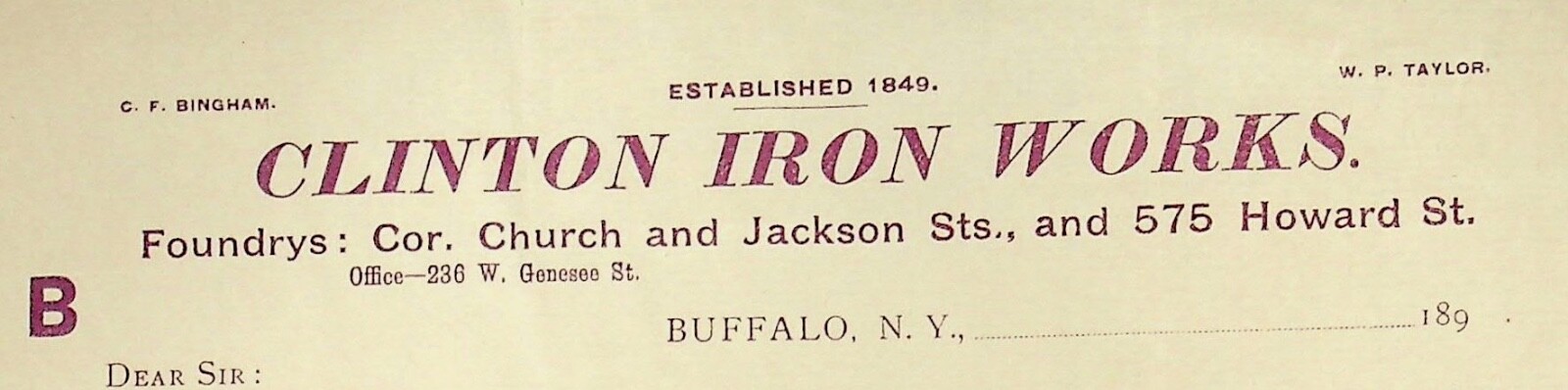 1890 CLINTON IRON WORKS BUFFALO NY ADVERTISING PRICE LIST – E16-H