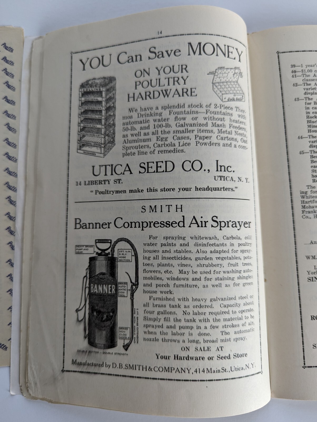 1928 Greater Utica NY Poultry Show Farm Advertising Book Entry Forms