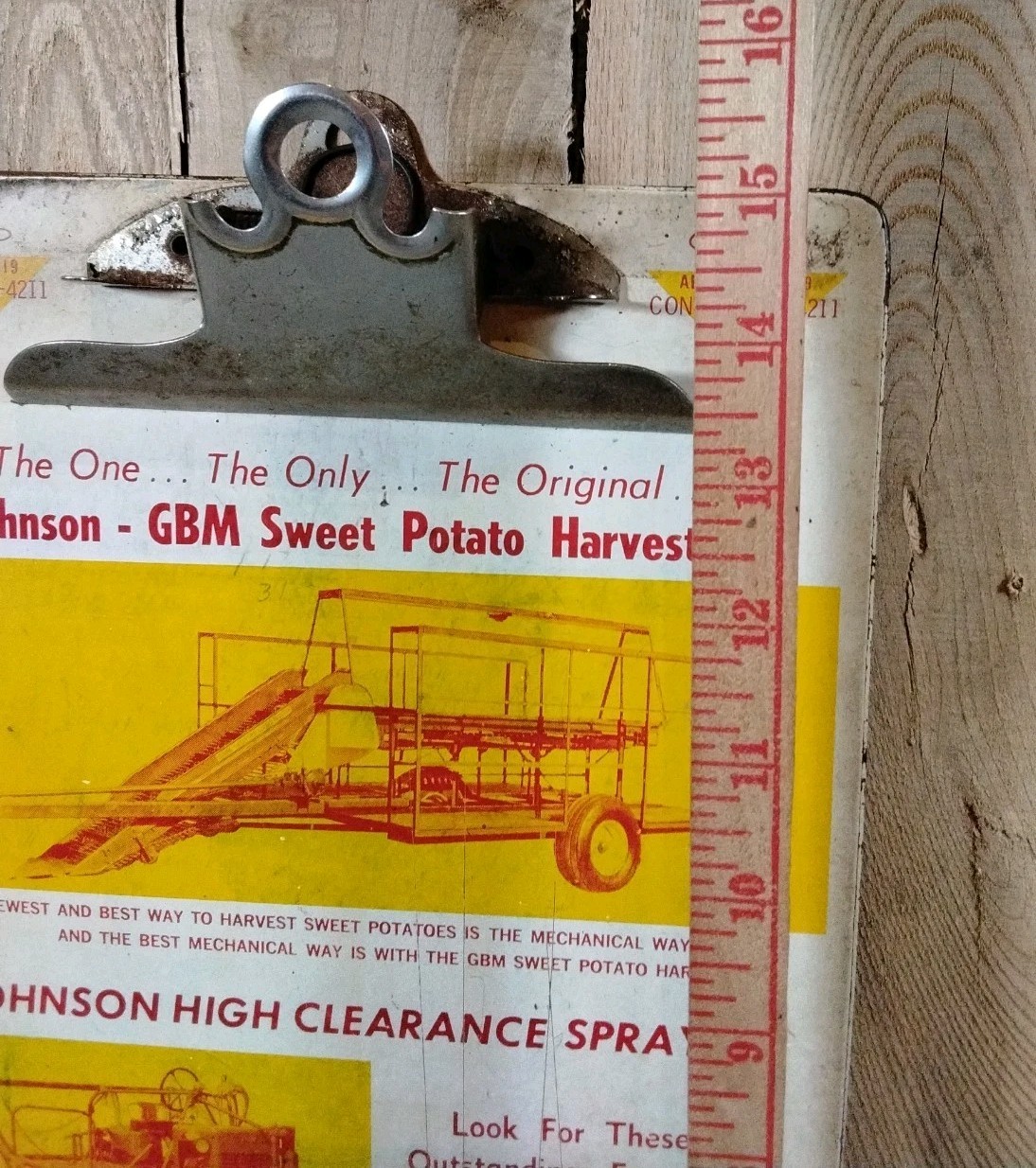 Vintage Johnson Manufacturing Farm Equipment Clipboard 9&Prime;X15&Prime;