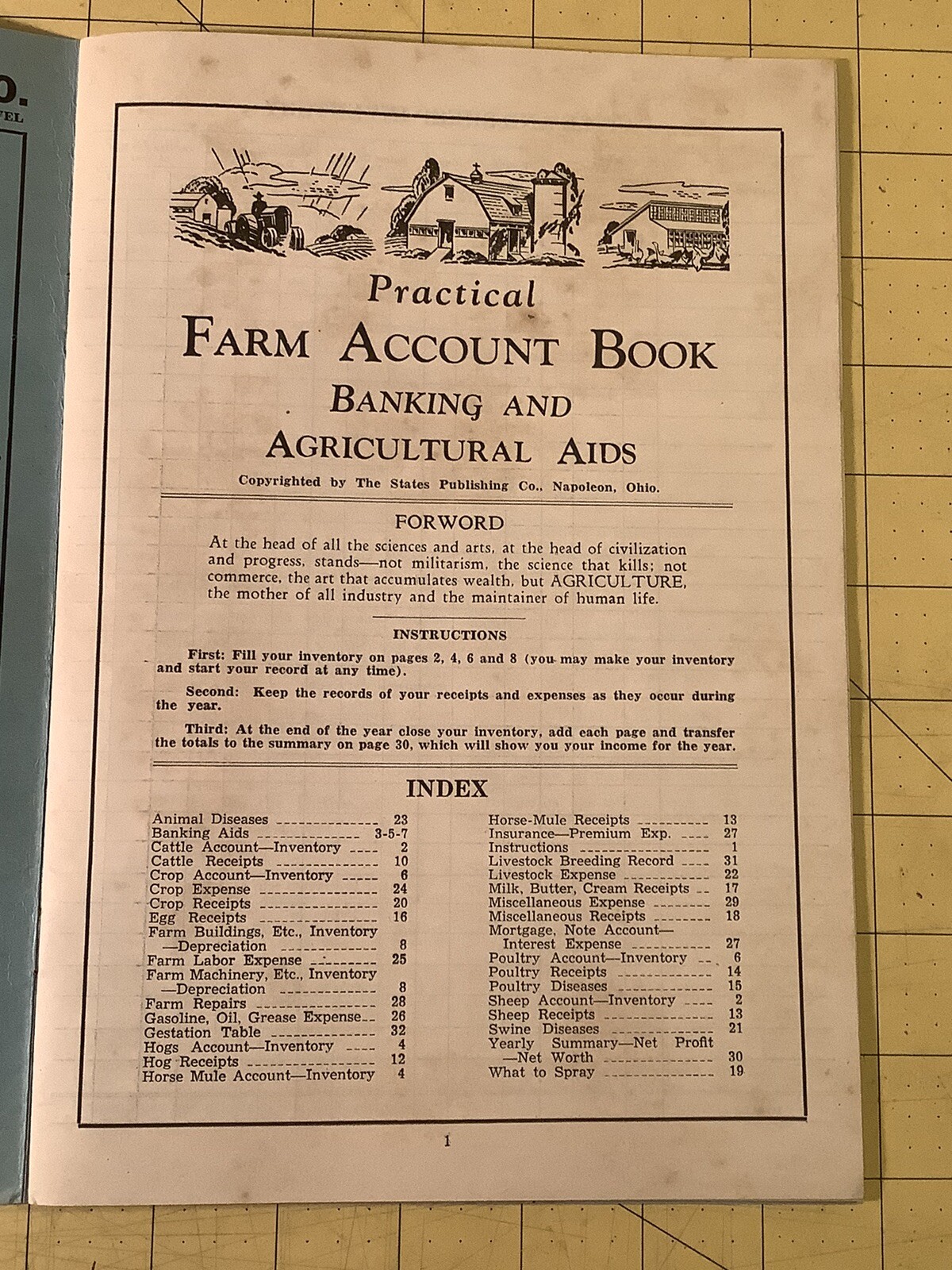 Vintage Farm Account Book L.S. Dunbars Implement Store Napoleon Ohio INV-P1127