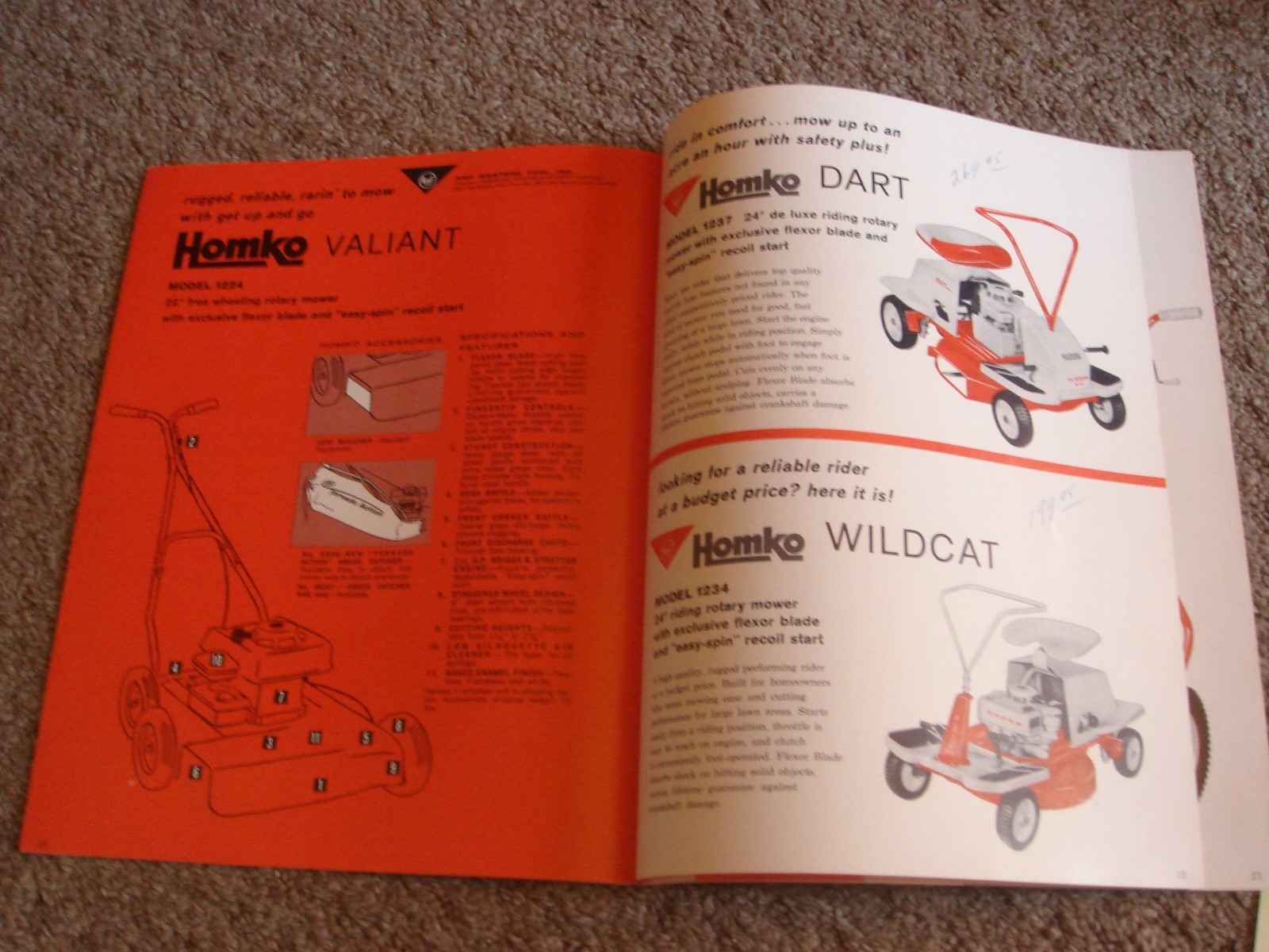 VINTAGE HOMKO 1963-1964 LAWN MOWER TRACTOR TILLER DEALER SALES BROCHURE LOT #2