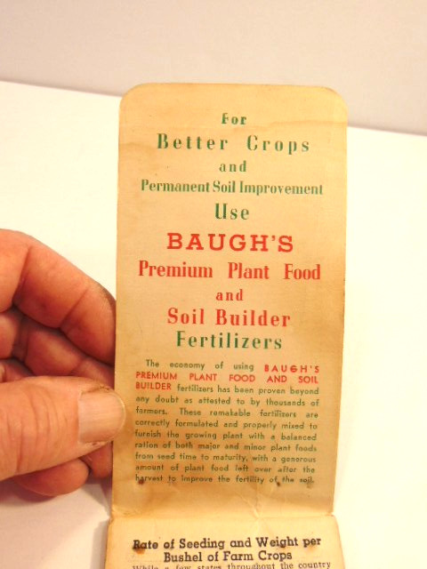 old Baugh&rsquo;s Premium Plant Food & Soil Builder Fertilizer advertising notebook